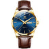 Brown Strap-Blue Dial Gold Trim